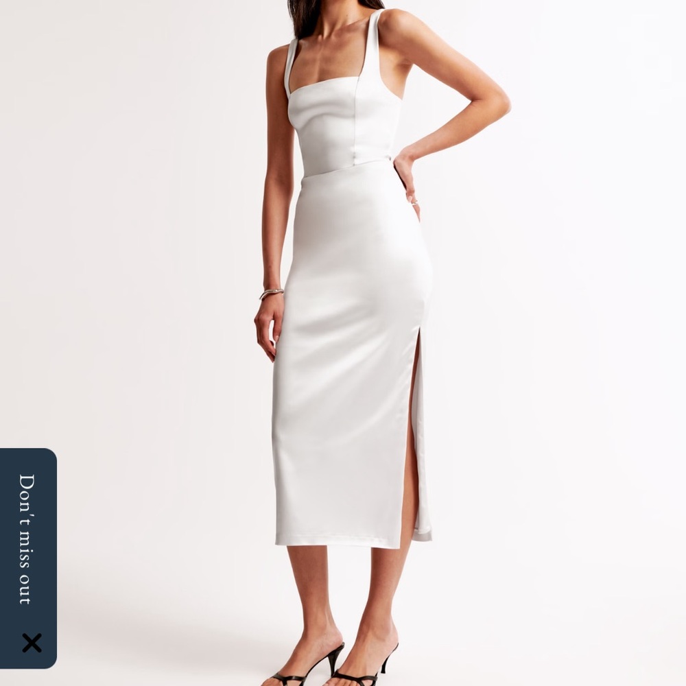 Abercrombie Sculpting Stretch Satin Midi Dress